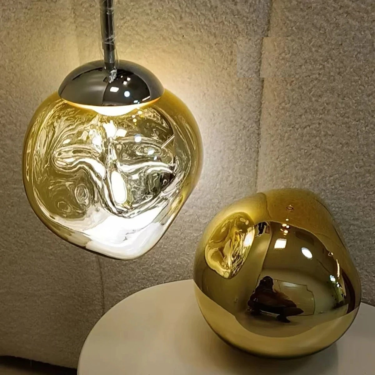 Melted Metallic Globe Pendant Light – Quieton – Gold Finish