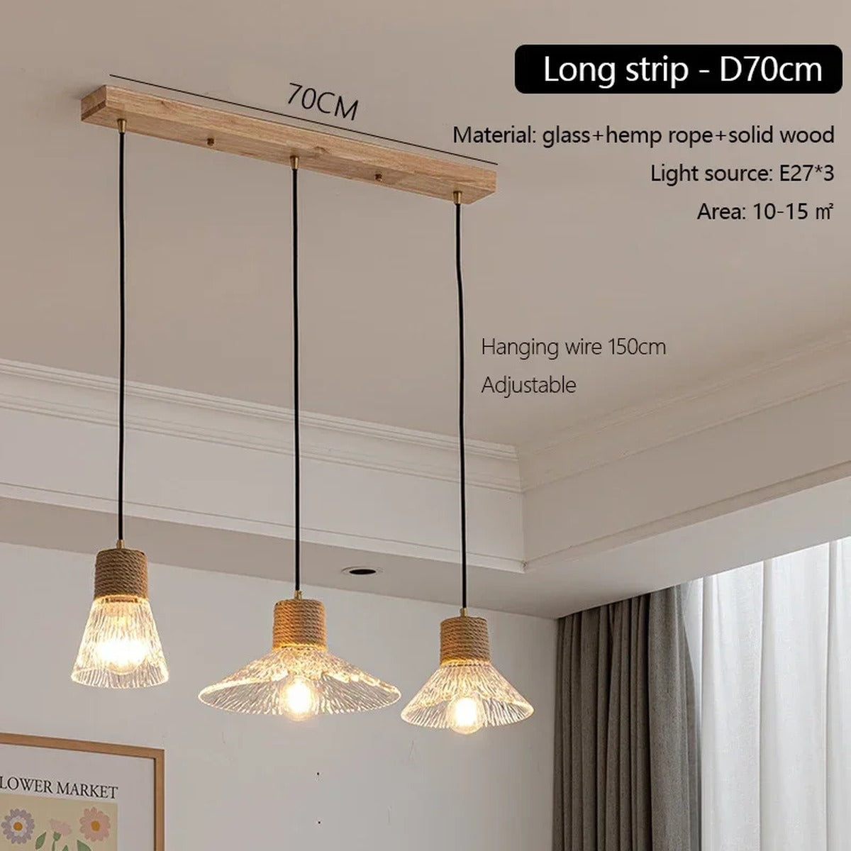 Rope-Collar Ridged Glass Pendant Light – Tevorn – Product Detail 12