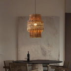 Tiered Bamboo Fringe Cylinder Pendant Light – Melrix – Hero Shot