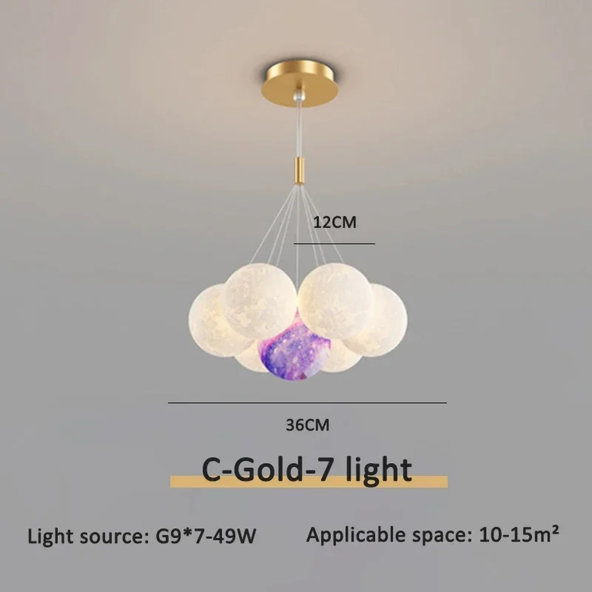 Floating Glass Gold Chandelier Praivelle – Product Detail 7