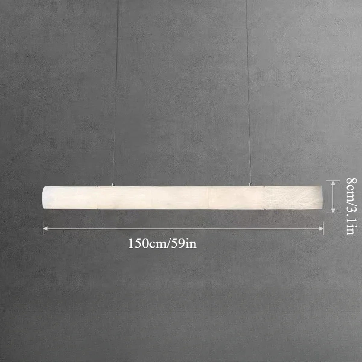 Alabaster Linear Tube Pendant Light Velantis – Linear Bar 150cm Dimension