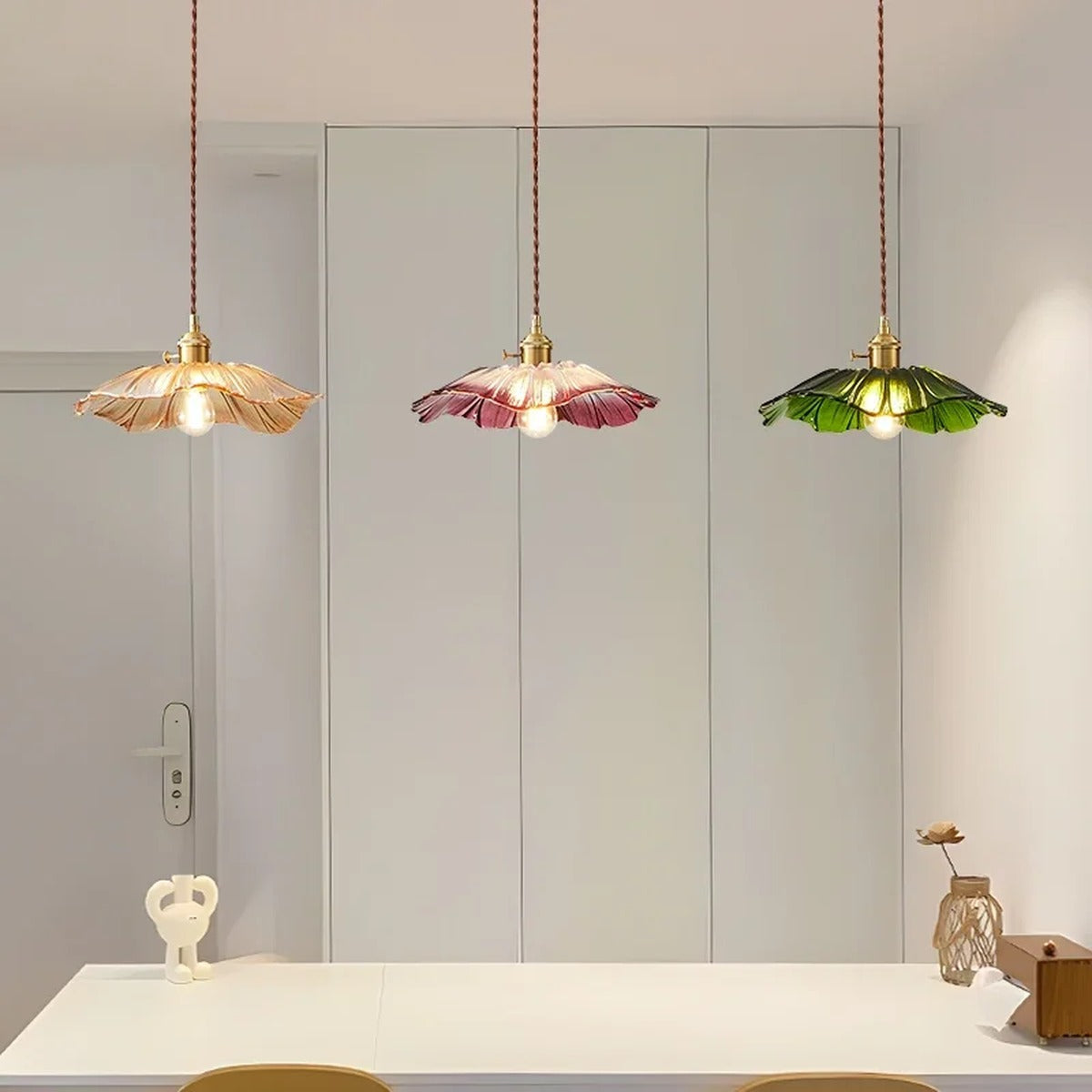 Scalloped Glass Flower Pendant Light Florivex – Hero Shot