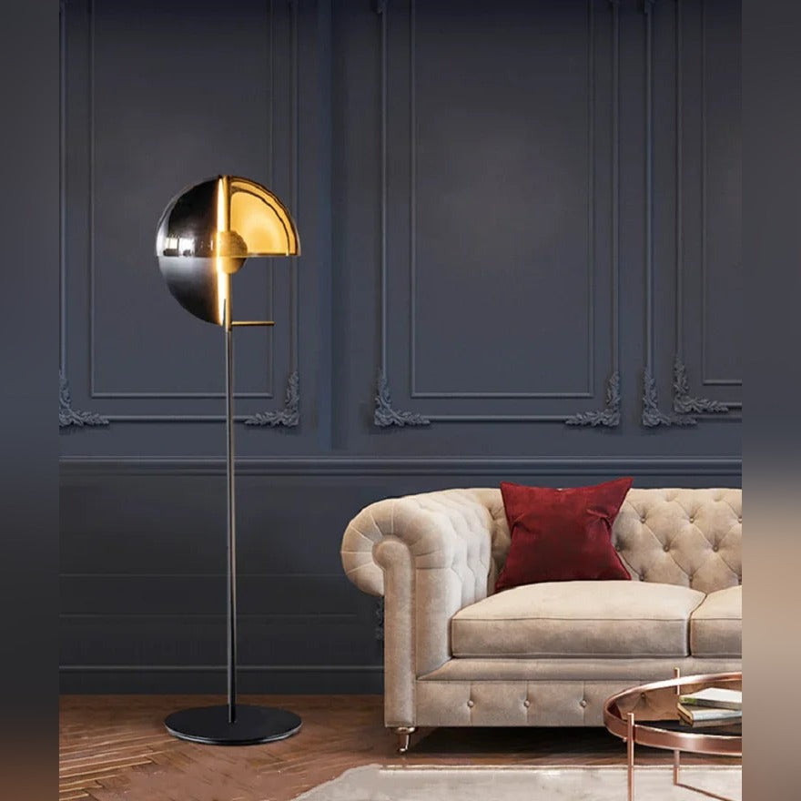 Amber Glass Dome Floor Lamp Derox – Lifestyle, Living Room