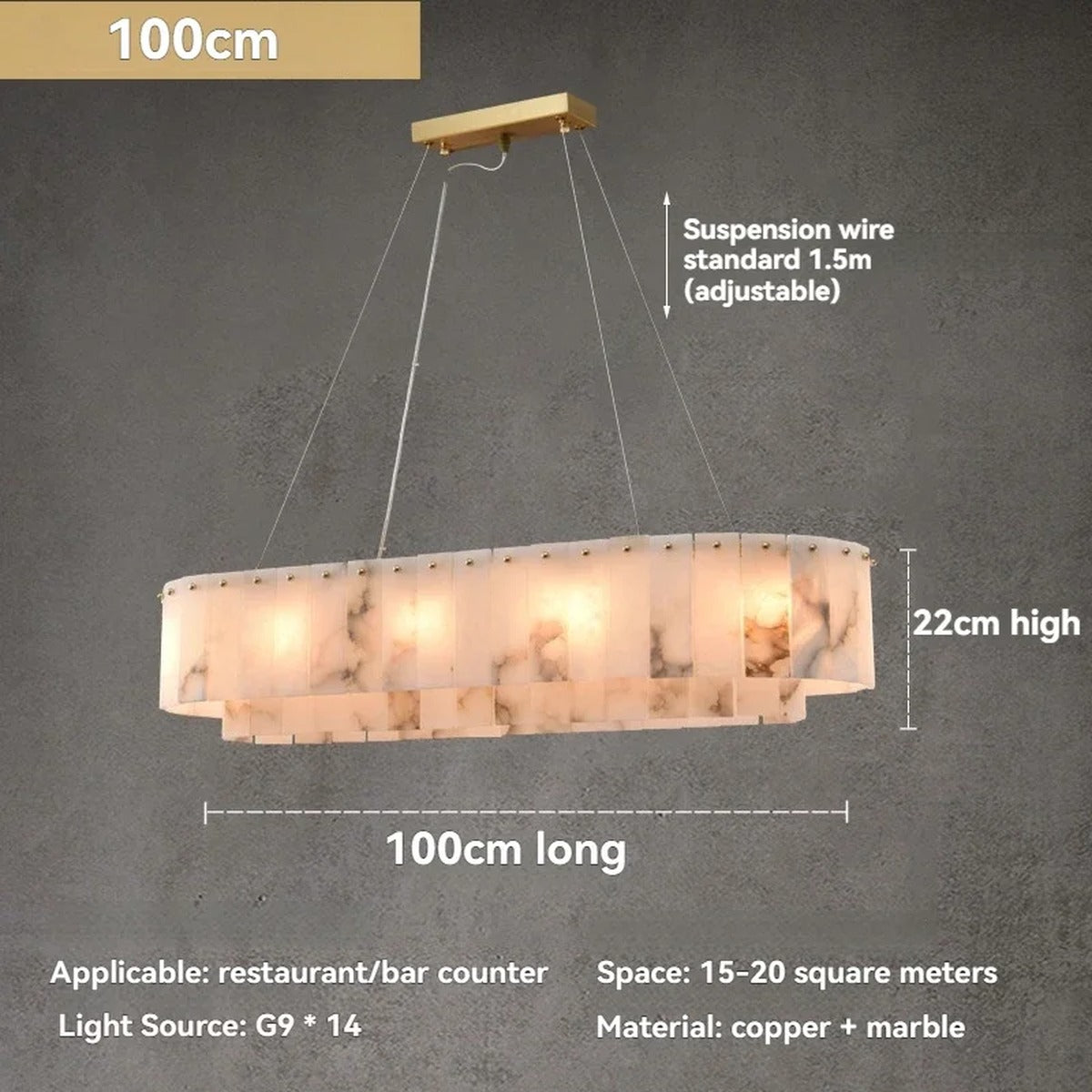 Hand-Cut Marble Panel Brass Ring Chandelier – Vestrax