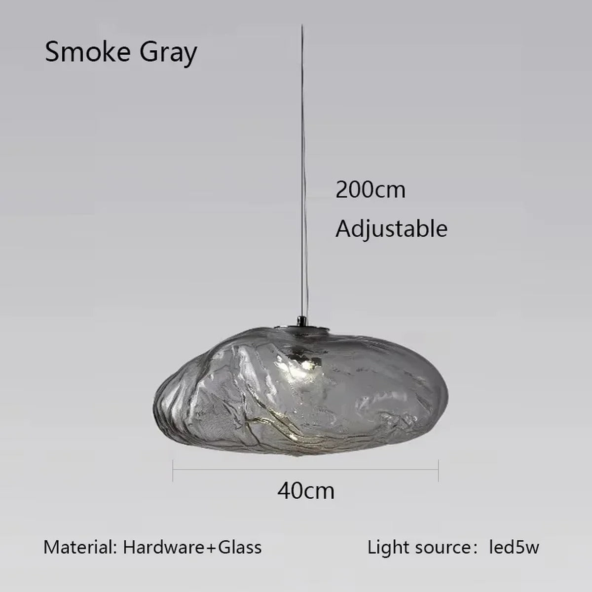 Rippled Glass Organic Pendant Light – Zolux – Product Detail 12