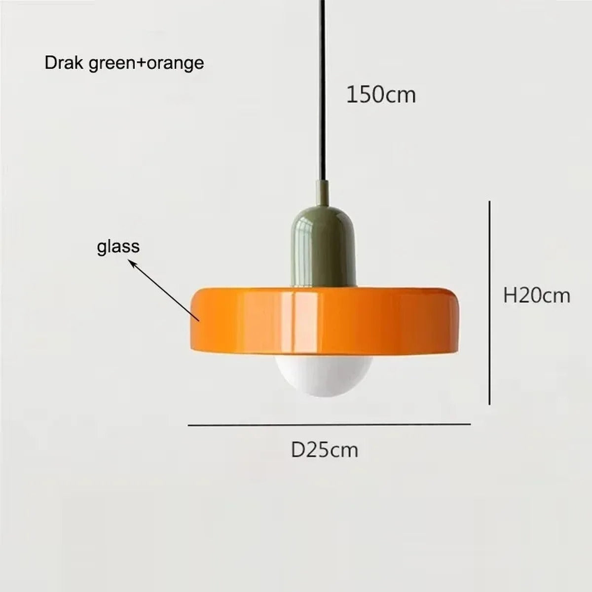 Solren Pendant Light — Dark Green & Orange
