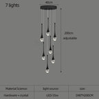 Crystal Raindrop Spiral Chandelier – Lumenvault – Size Chart, 7 Lights