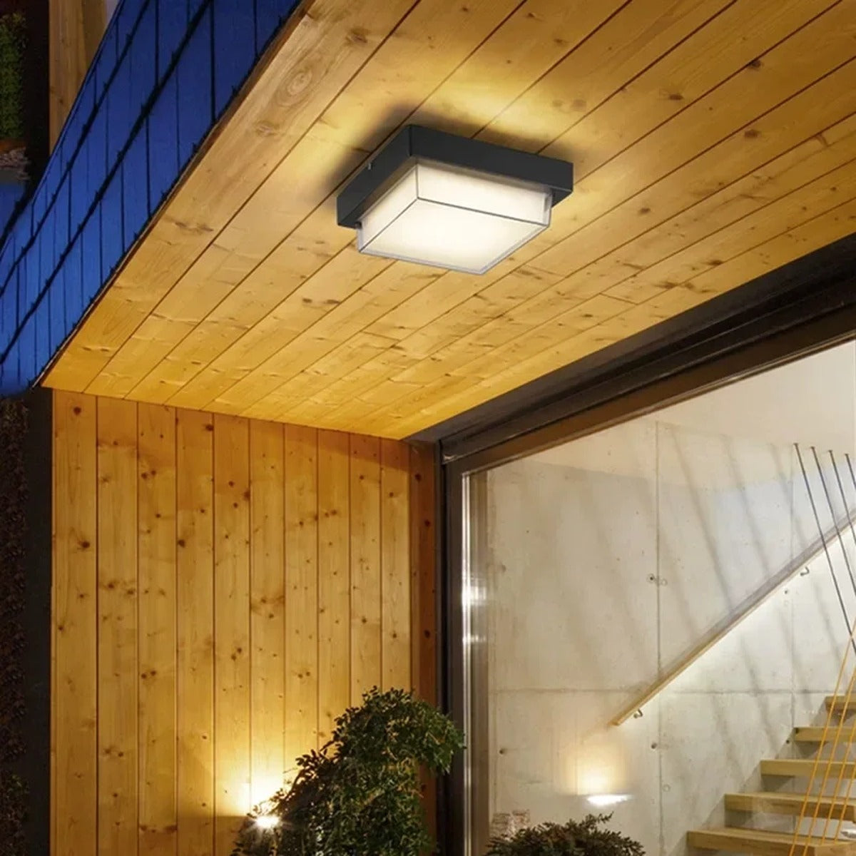 Square Outdoor Flush Ceiling Light – Kelmira – Lifestyle View 2