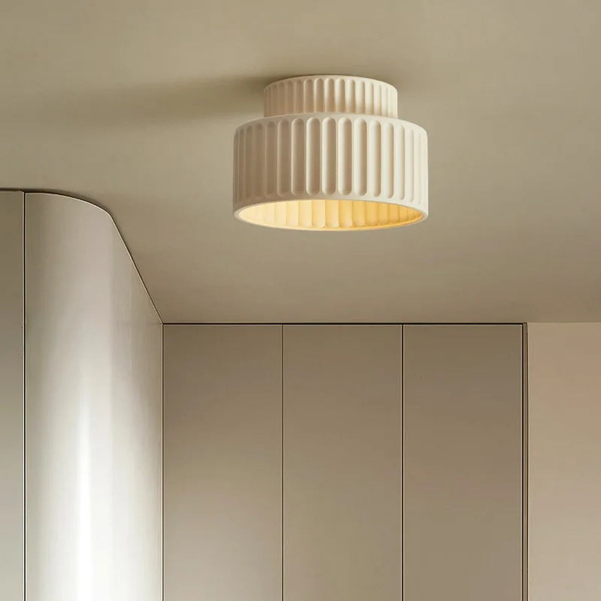 Tiered Ribbed Drum Pendant Light – Zenithral – Lifestyle View 2