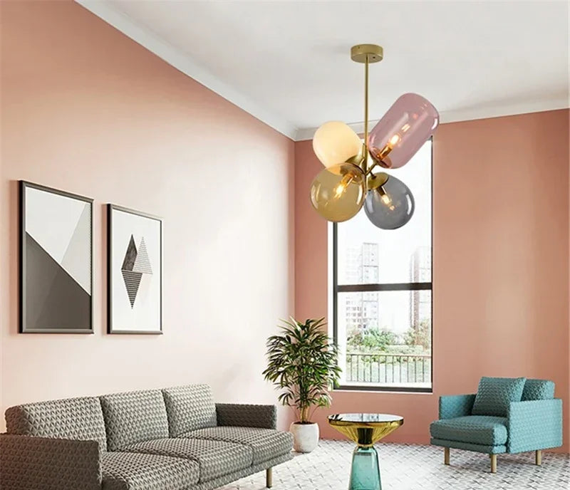 Multi-Tone Glass Cluster Chandelier Solvan – Lifestyle Living Room