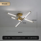 Solendra Gold 6 Heads dimension diagram, 80cm diameter
