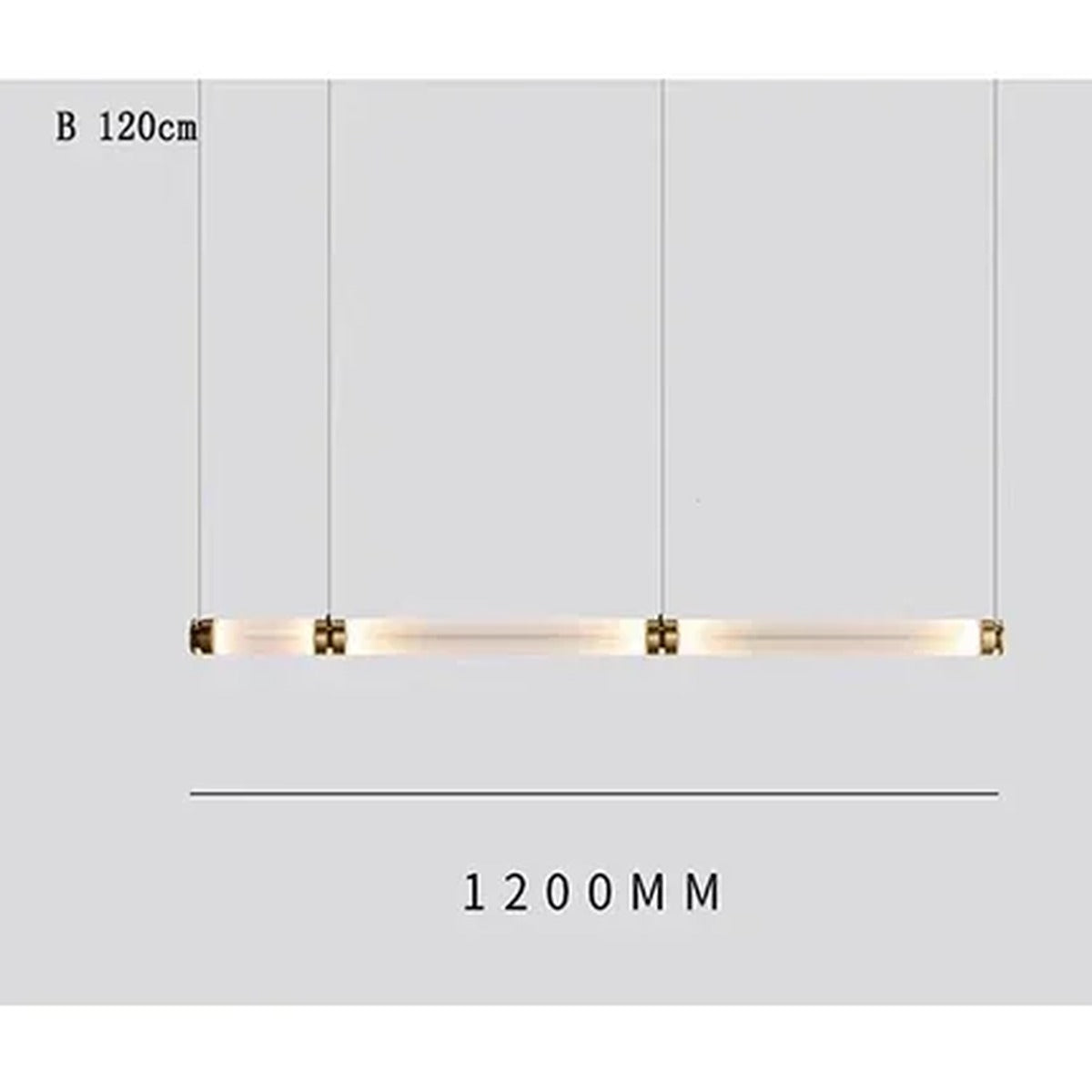 Glass Orb Linear Pendant Light Prismova — Style B — Gold, 120cm