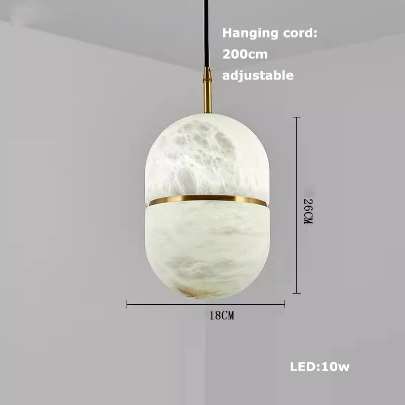 Sculptural Marble Capsule Pendant Light – Gyaelindra – 18 cm Dimensions