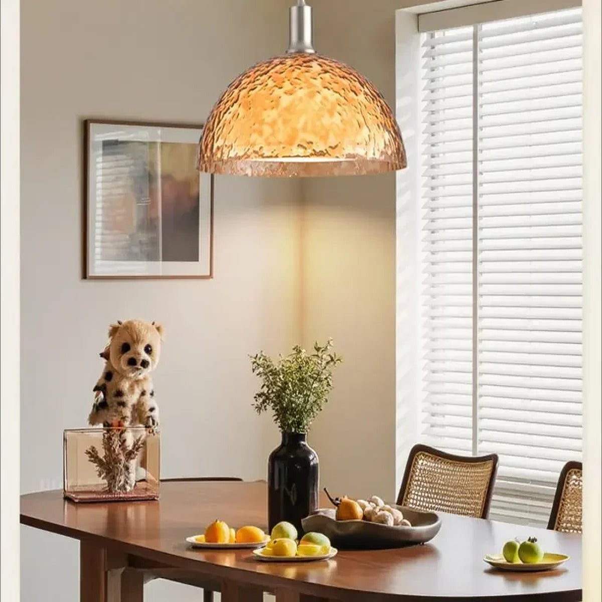 Hammered Glass Dome Pendant Light – Convex – Lifestyle View 3