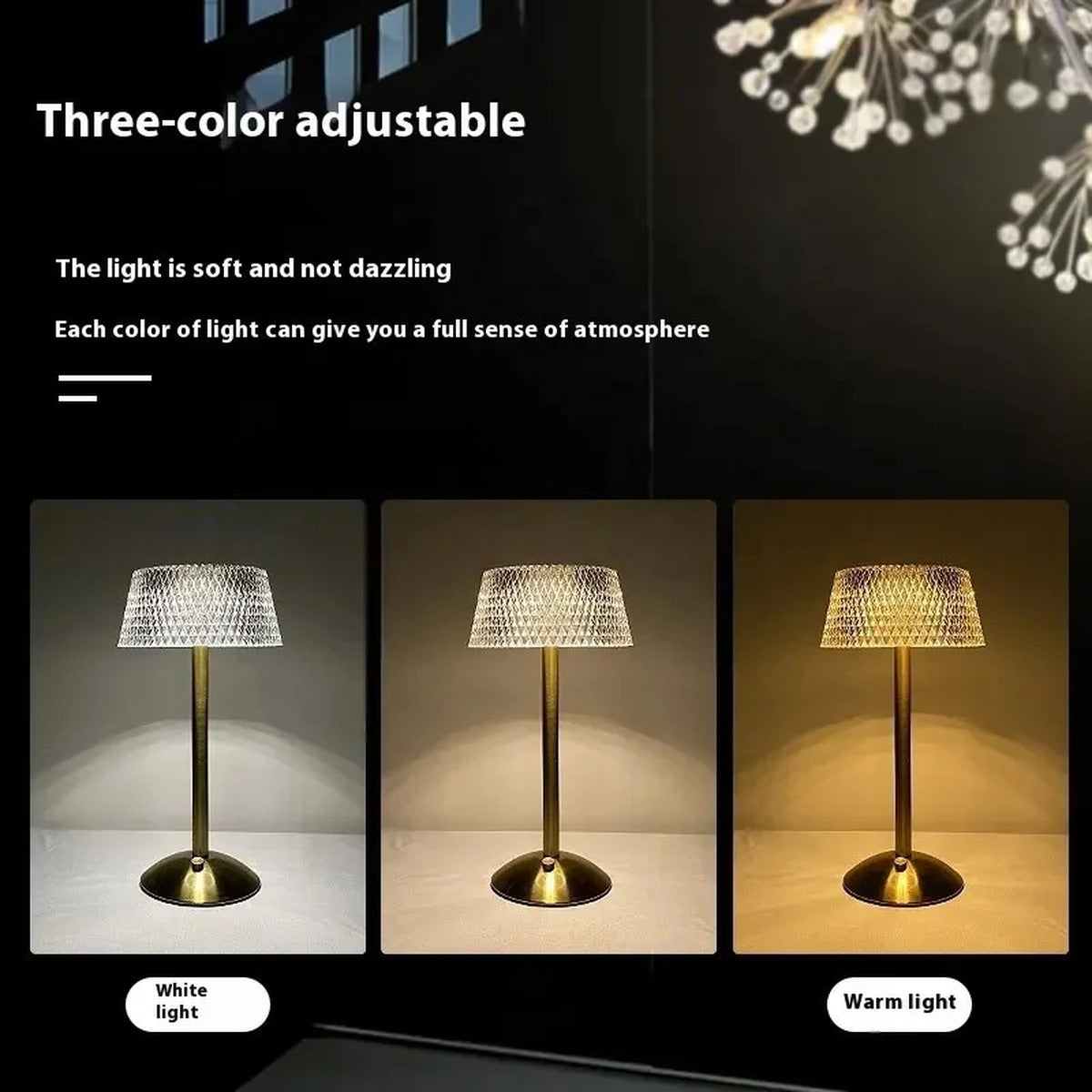 Diamond-Faceted Crystal Cordless Table Lamp – Gevorn – Product Detail 5