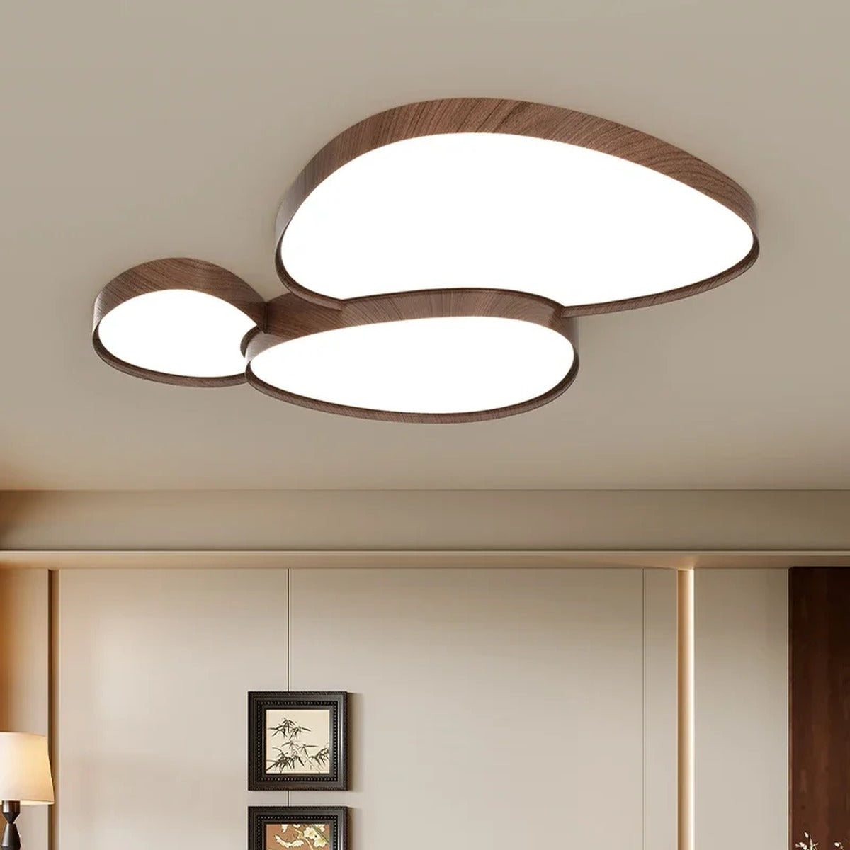 Organic Wood Grain Flush Ceiling Light – Timbron – Hero Shot