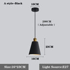 Serenox Pendant Light – Tall Cone shade dimensions, Ø16 x H23 cm