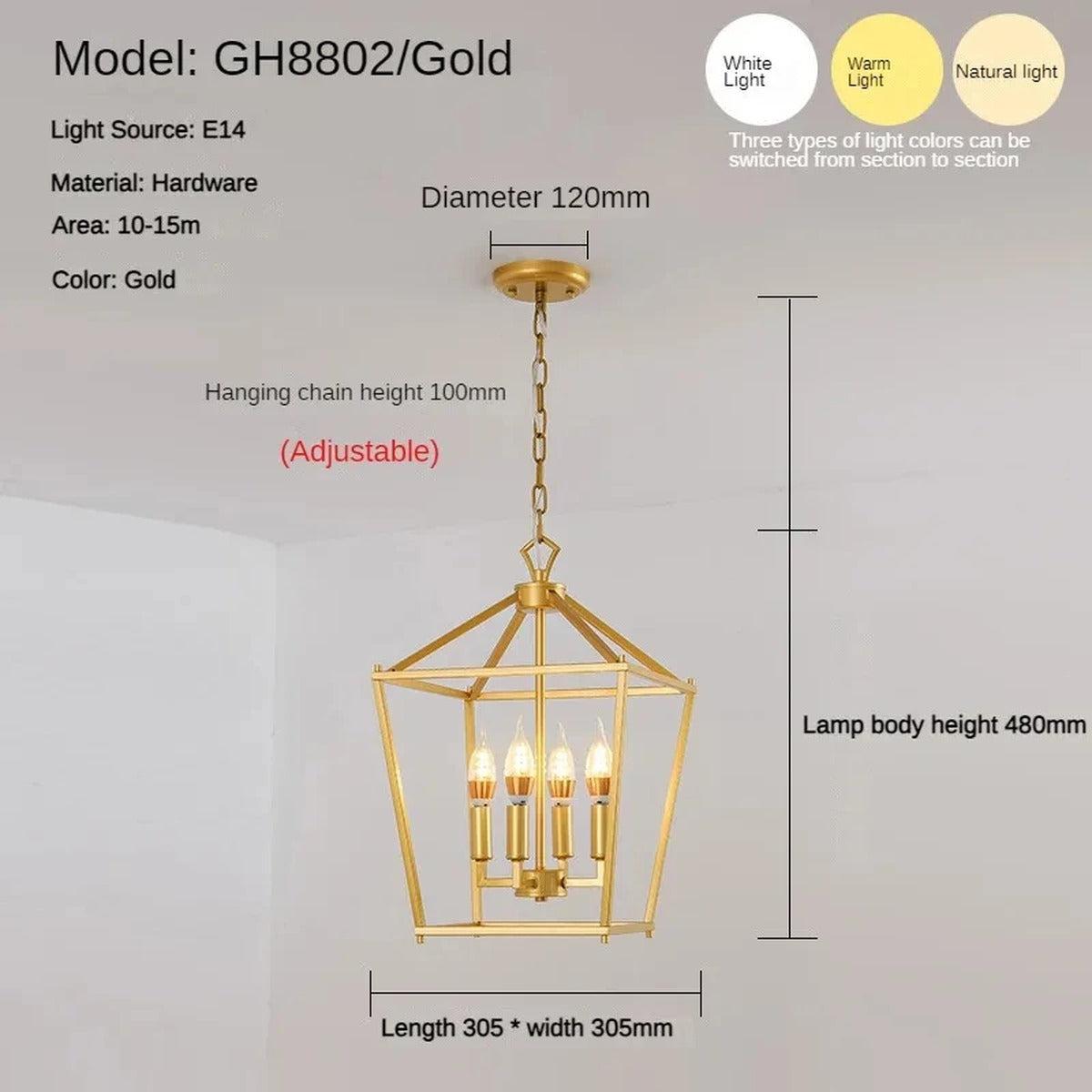 Heritage Lantern Cage Chandelier – Daelston – Product Detail 9