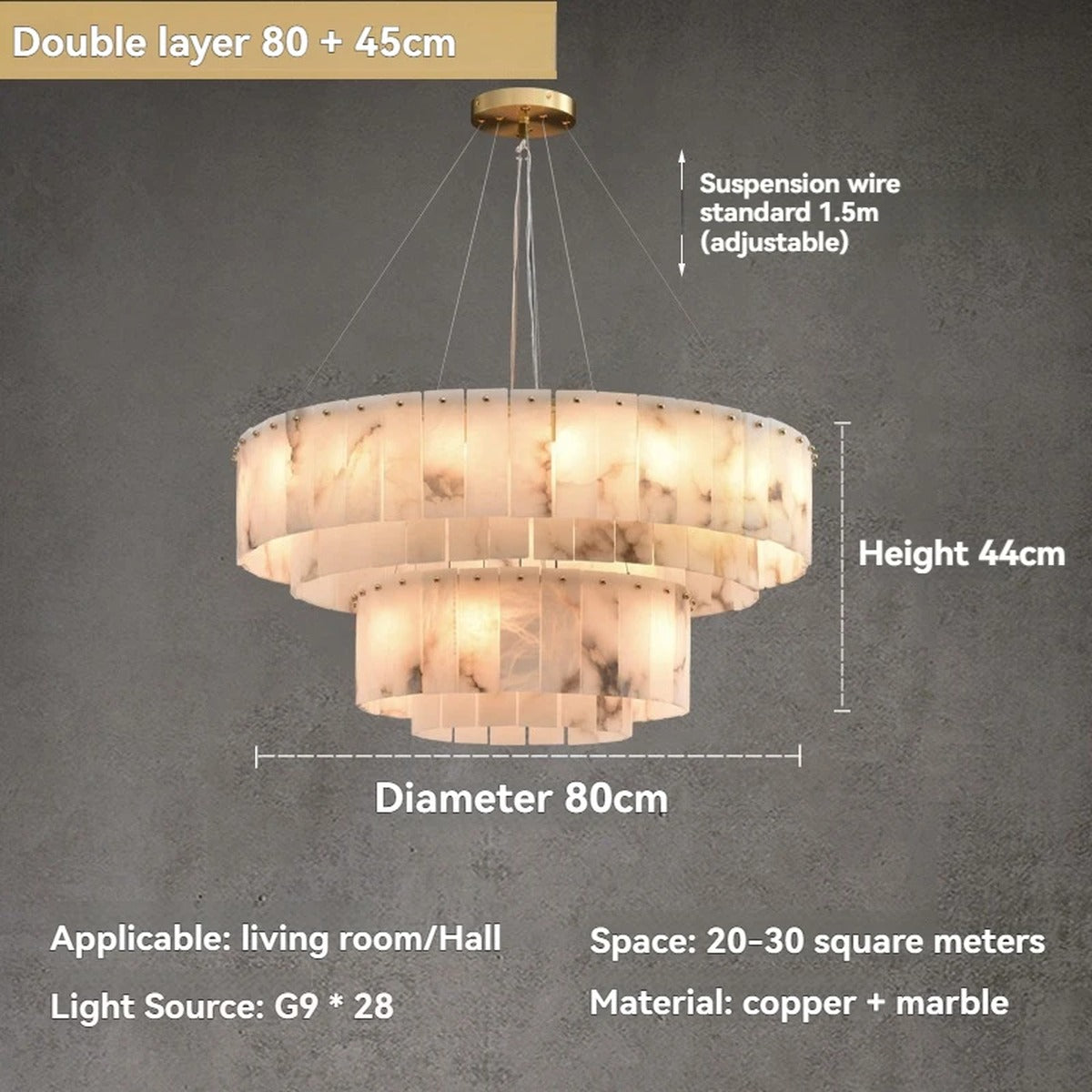 Hand-Cut Marble Panel Brass Ring Chandelier – Vestrax