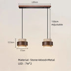 Travertine Drum Pendant Bar Light – Kevorn – 2-Head Dimensions