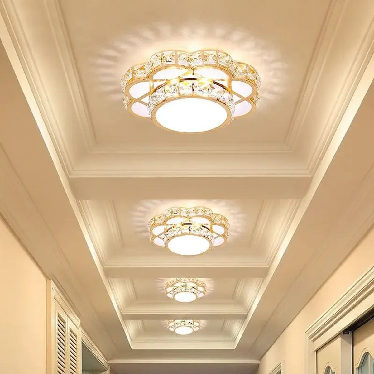 Gold Crystal Flower Ceiling Light Calixor – Lifestyle View 4