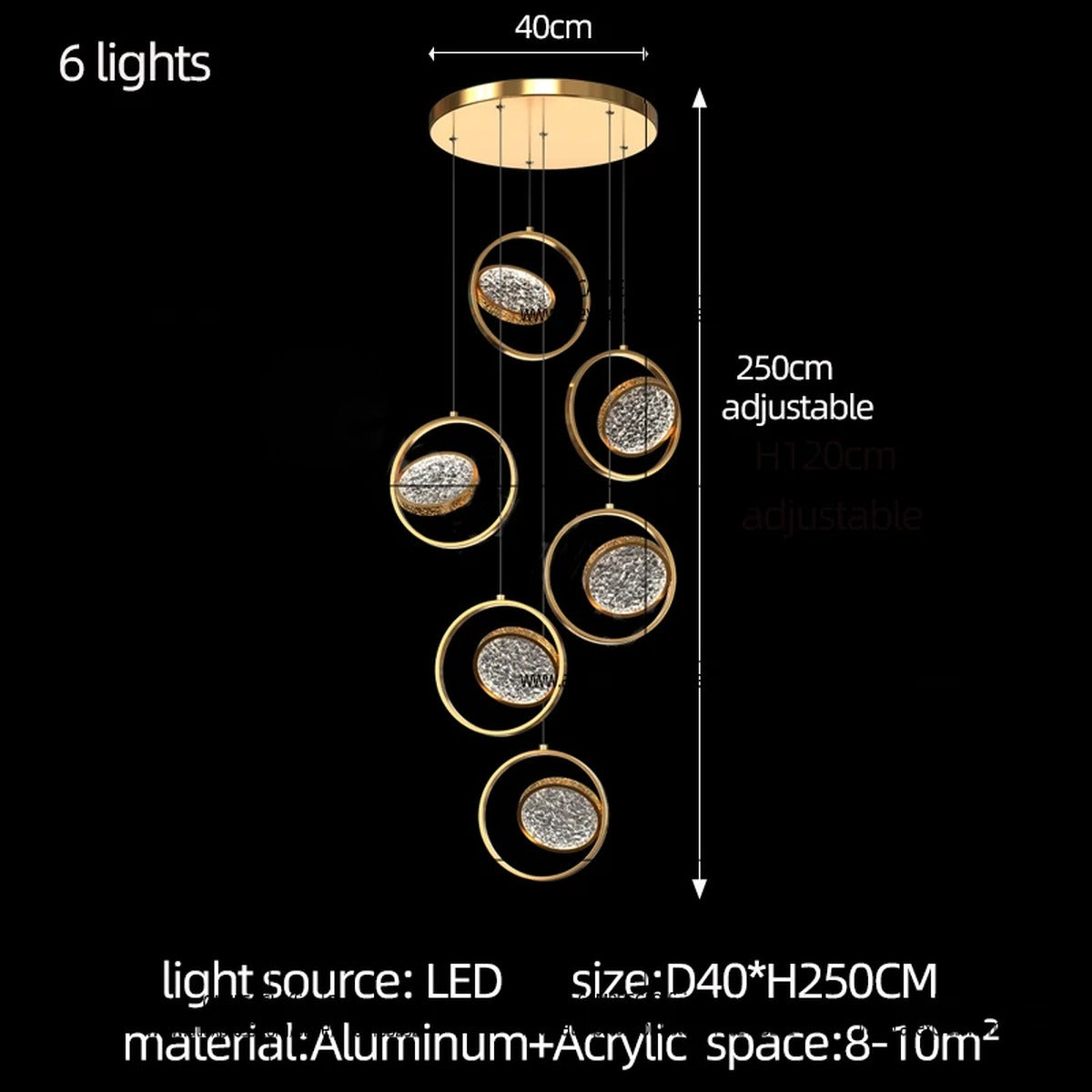 Gold Ring Faceted Disc Chandelier – Orbano – Product Detail 9
