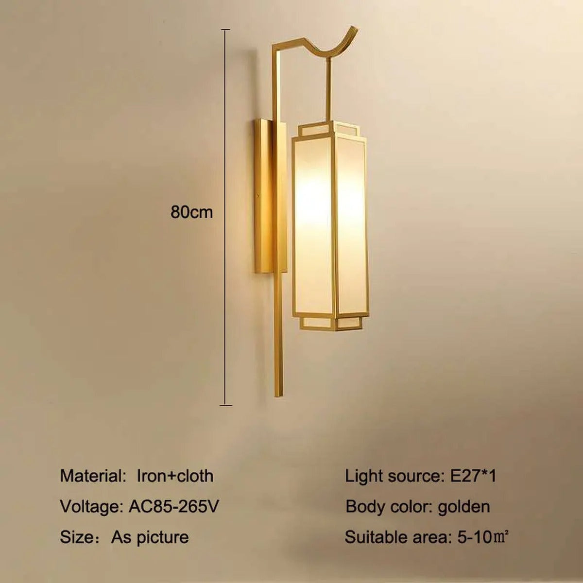 Luxeva lantern wall sconce, Large size, Brushed Gold, dimensions