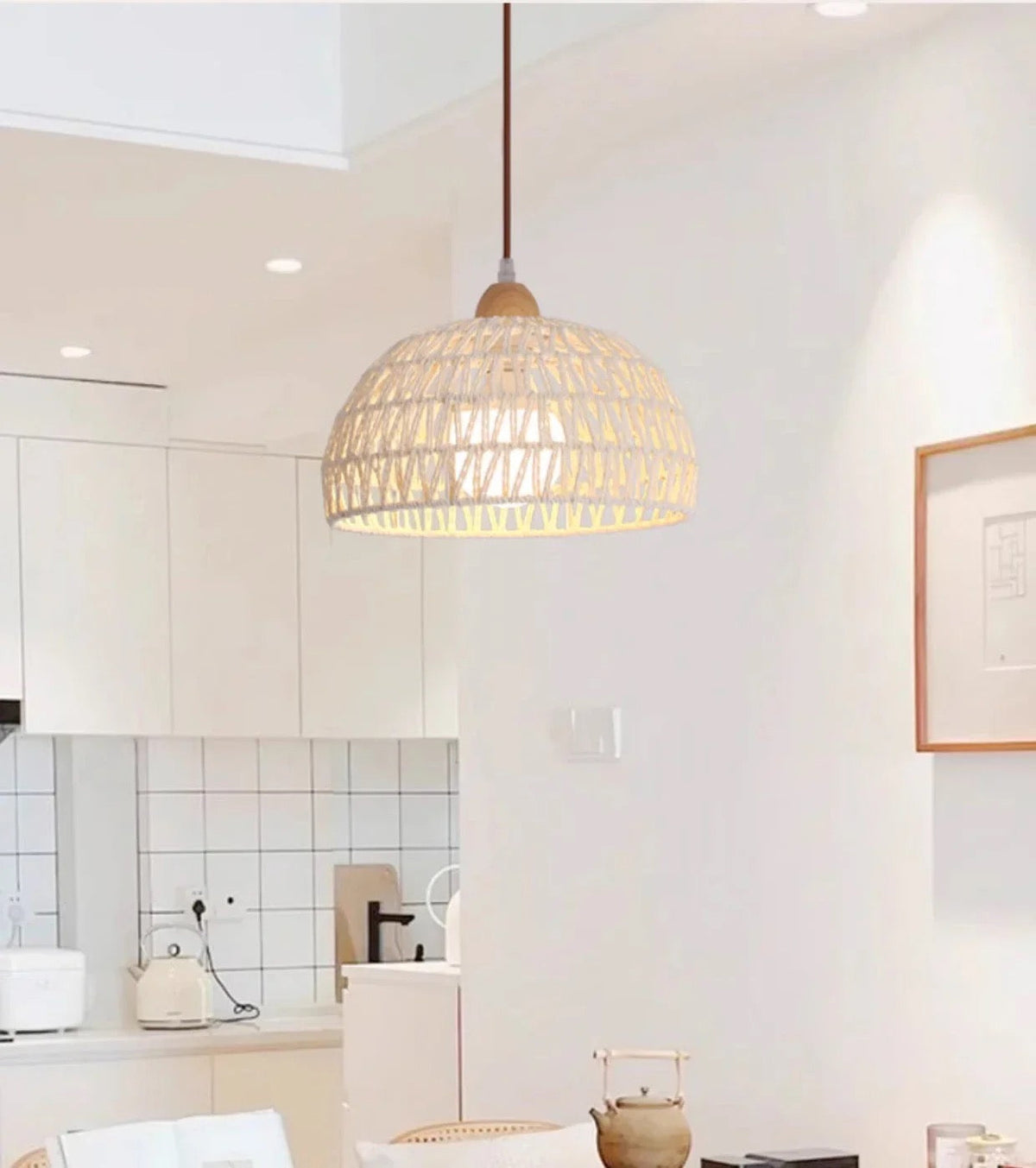Gwaelindra pendant light — white single, kitchen lifestyle