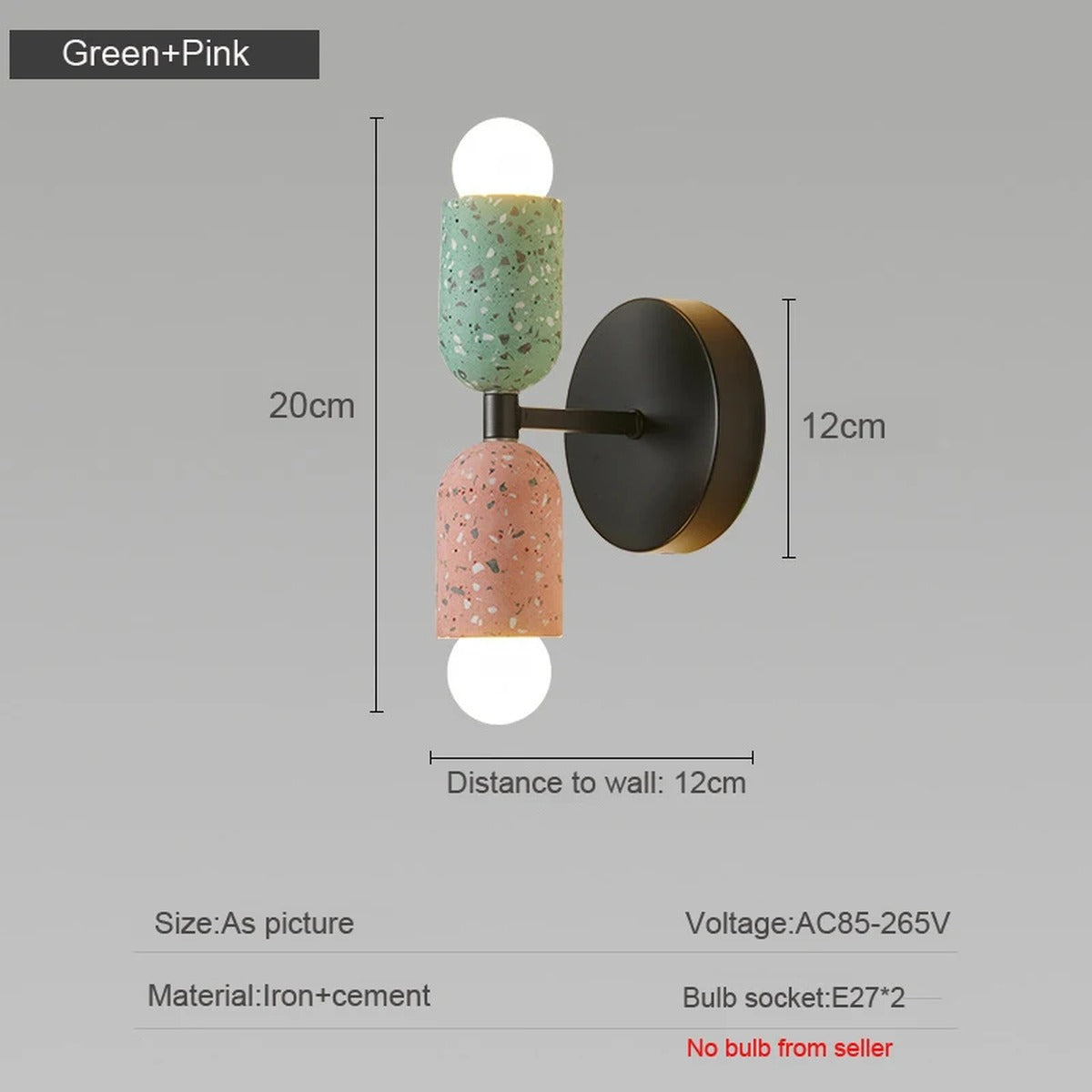 Dual Cement Cylinder Wall Sconce – Kvrix – Product Detail 9
