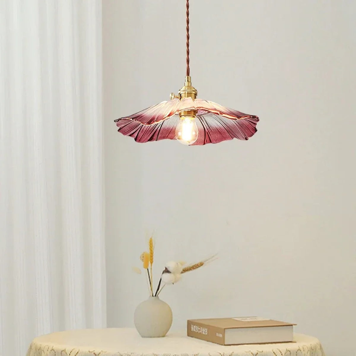 Scalloped Glass Flower Pendant Light Florivex – Lifestyle View 4