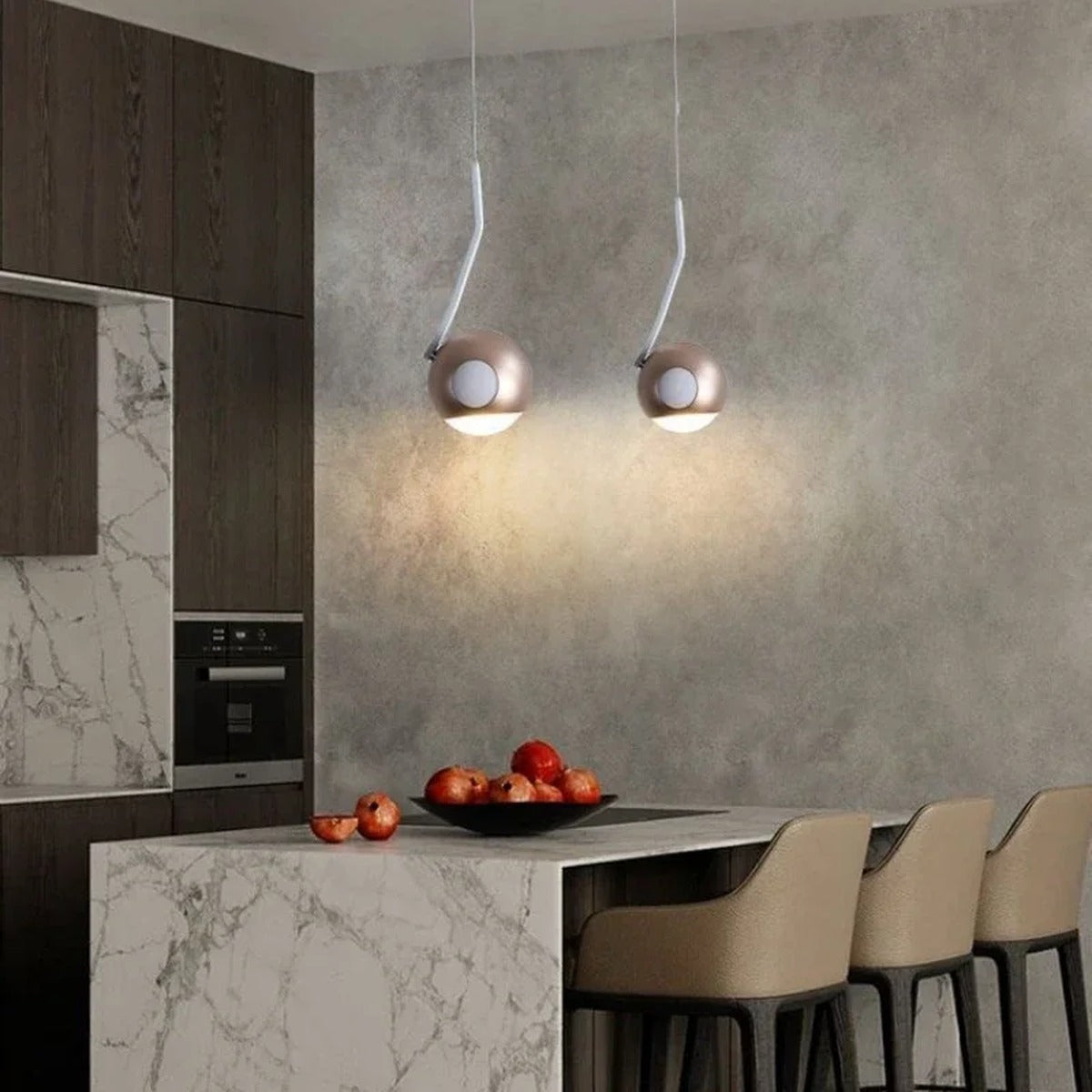 Wevonthal pendant light — white and champagne gold, kitchen island installation