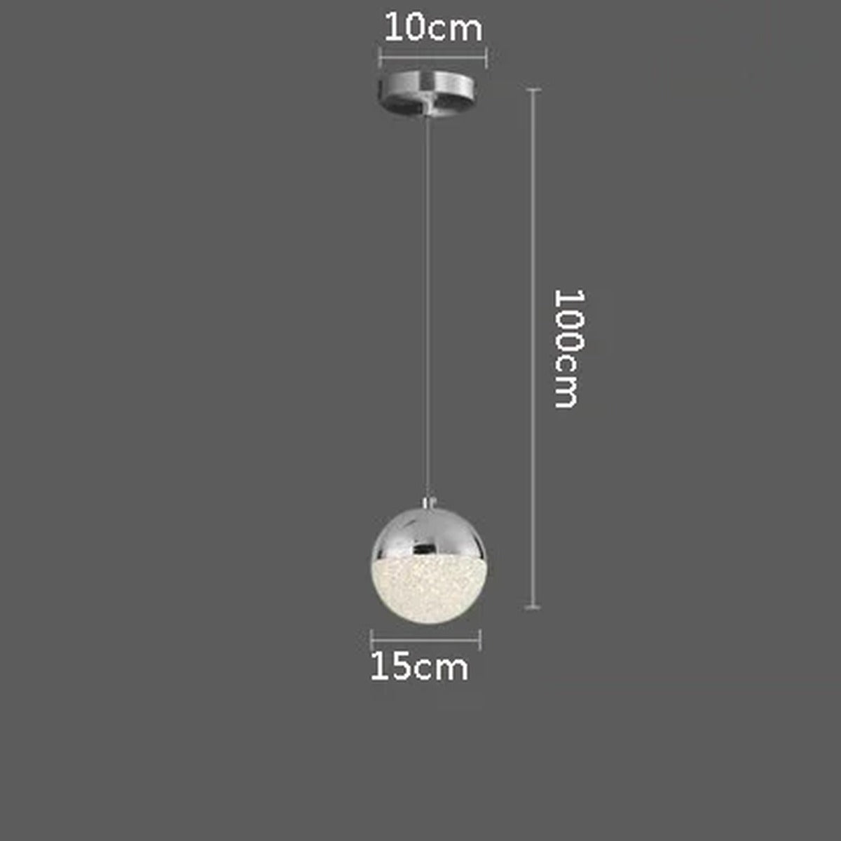 Sand-Textured Crystal Sphere Chandelier Orvenna — 1 Head, Silver