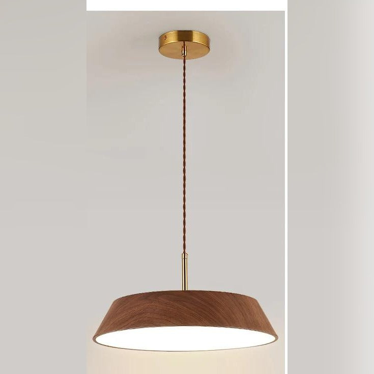 Wood-Grain Dome Pendant Light Oaklyn – Style B, Walnut finish