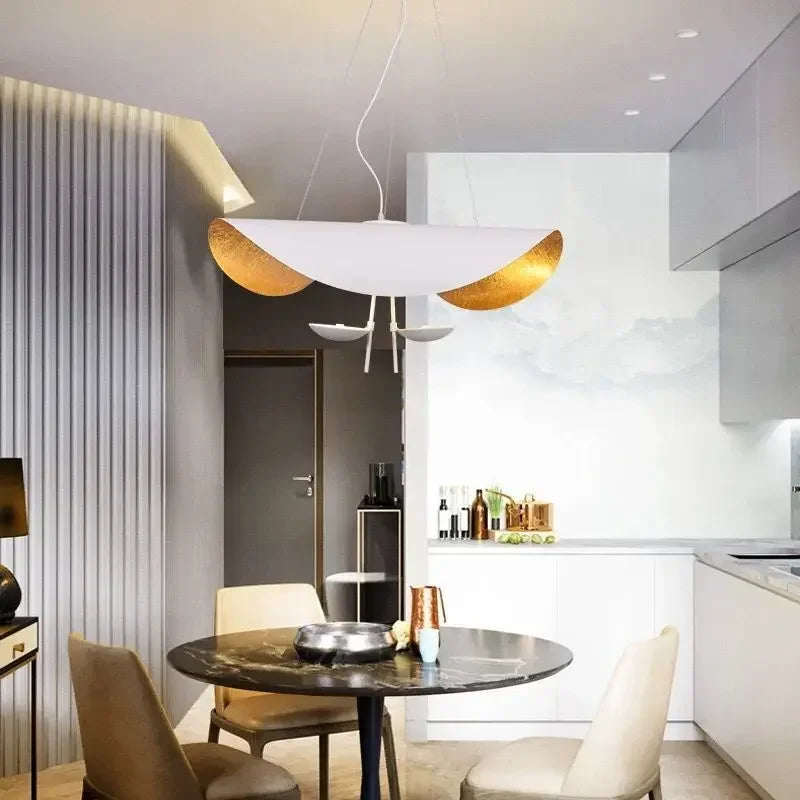 Gold Leaf Wing Pendant Light – Mantaro – White & Gold Lifestyle