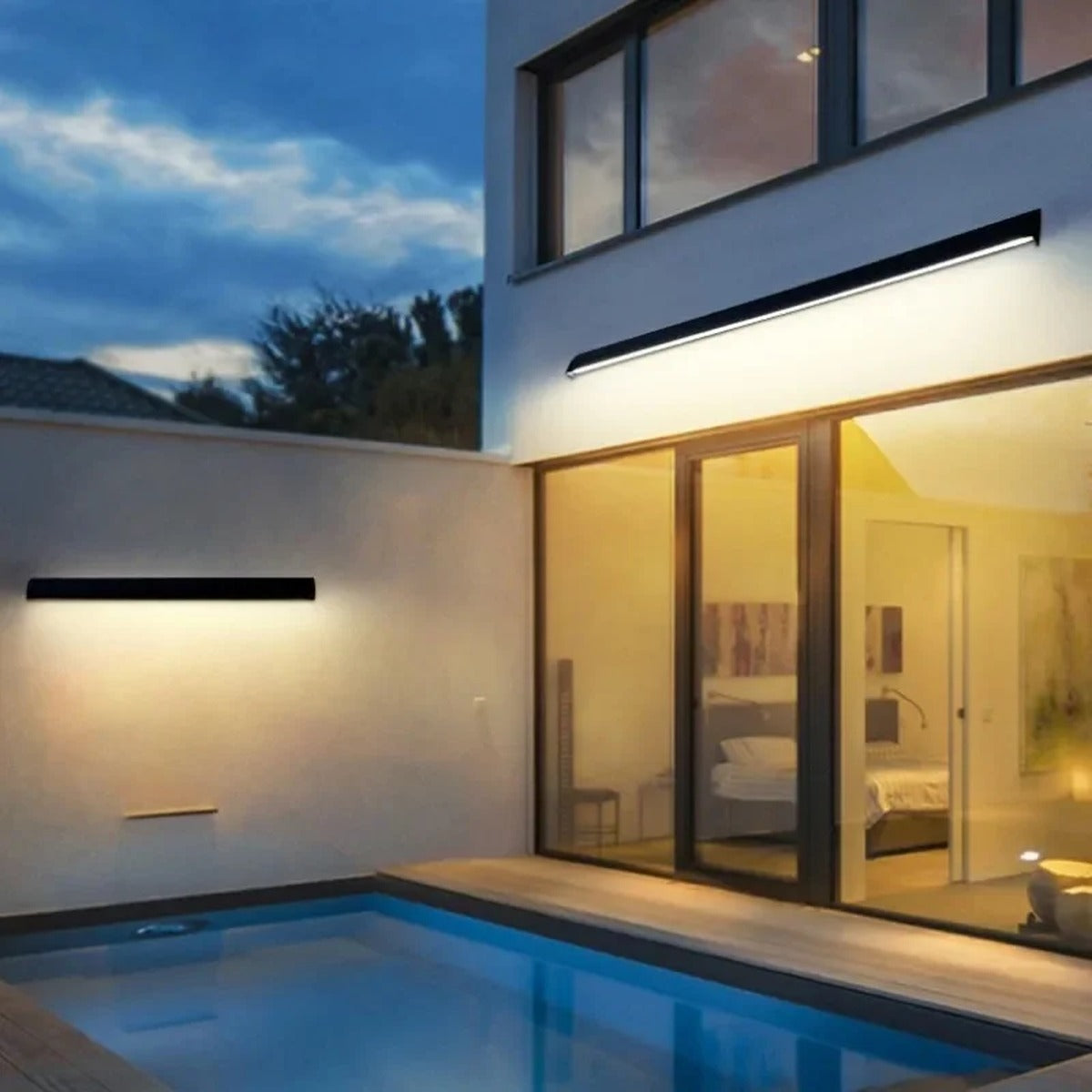 Slim Linear Outdoor LED Wall Light – Mirtova – Hero Shot