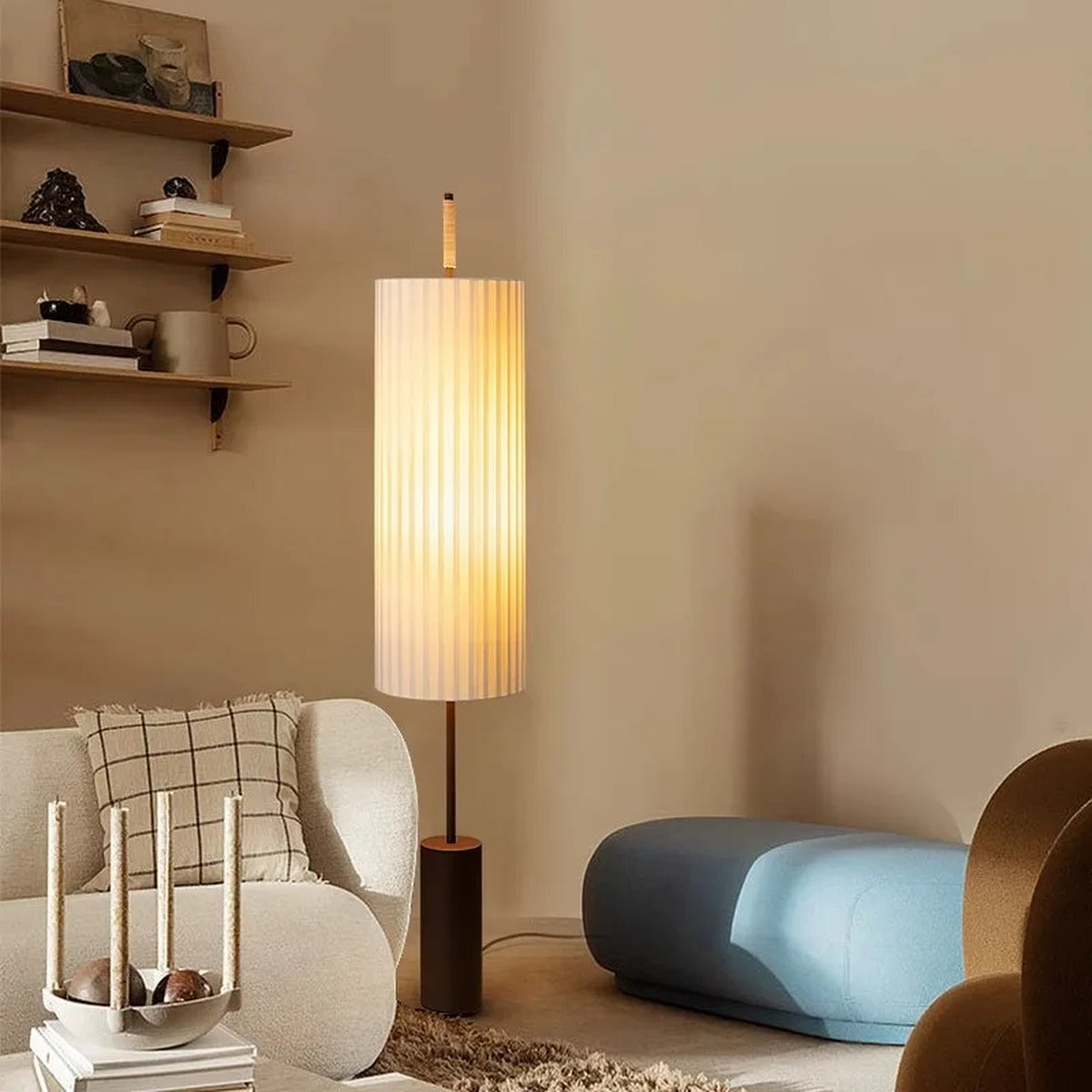 Pleated Cylinder Floor Lamp – Evran – Hero Shot