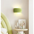 Ribbed Resin Up/Down Wall Sconce – Lvorin – Green, Bedroom Lifestyle