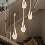 Crystal Raindrop Spiral Chandelier – Lumenvault – Staircase Installation Detail