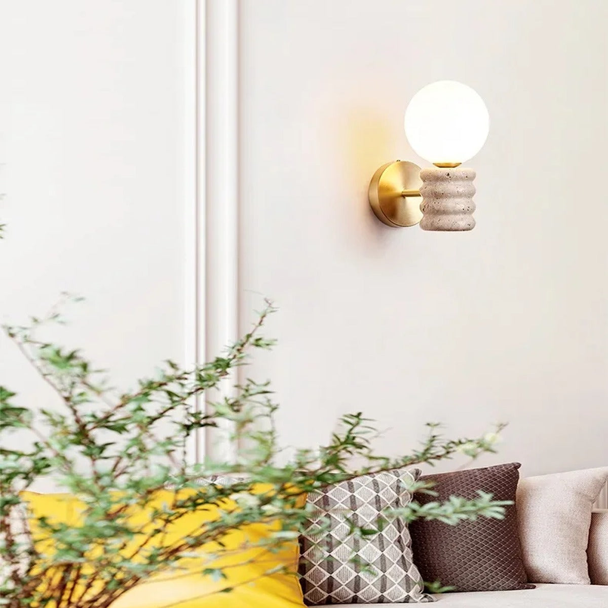 Raw Natural Stone Wall Sconce Ancienthos – Hero Shot