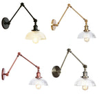 Ribbed Glass Swing-Arm Wall Sconce Velindros – Available Finishes: Black, Brass, Antique Brass, Bronze