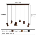 Solid Wood Sculptural Multi-Pendant Chandelier – Larven – 6-Head Linear Dimensions