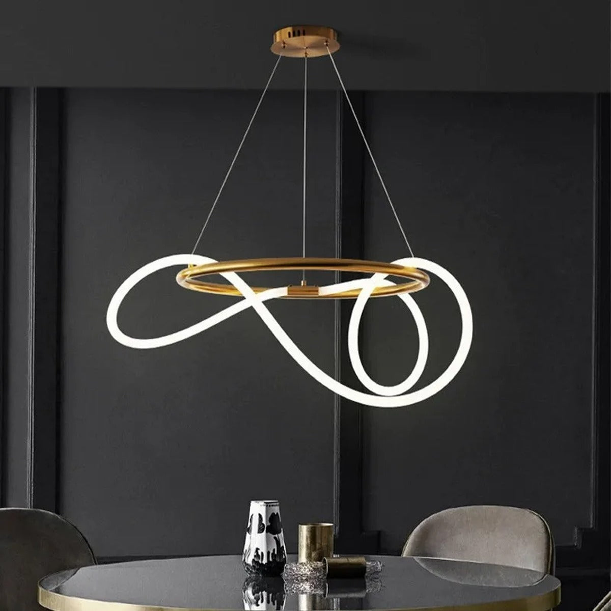 Ribbon Curl LED Ring Chandelier – Yelrix – Hero Shot