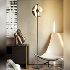 Amber Glass Dome Floor Lamp Derox – Lifestyle, Golden Hour