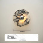 Marble Circle Wall Sconce Ovrixa - Chrome 25cm dimensions