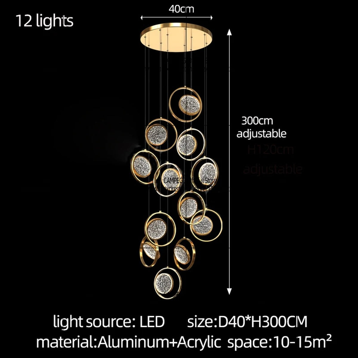 Gold Ring Faceted Disc Chandelier – Orbano – Product Detail 12