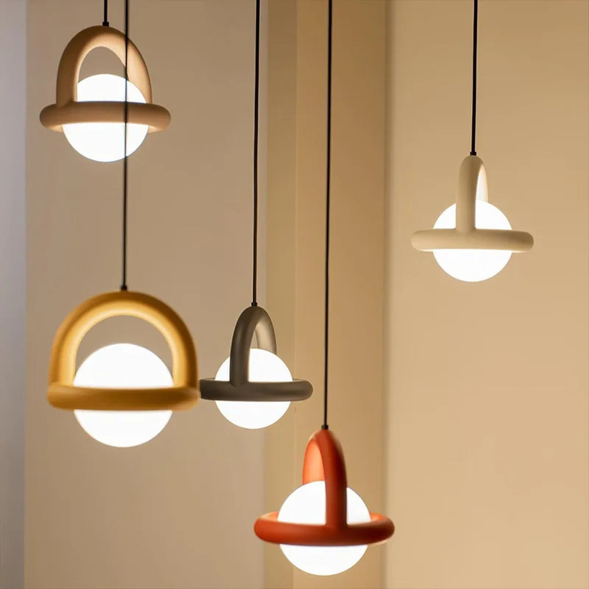 Orbivex — coffee arc version in warm Japandi interior