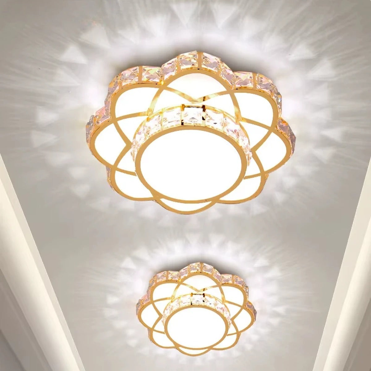 Gold Crystal Flower Ceiling Light Calixor – Lifestyle View 2