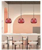 Vibrant Colored Glass Pendant Light Falion – Red Trio Over Kitchen Island
