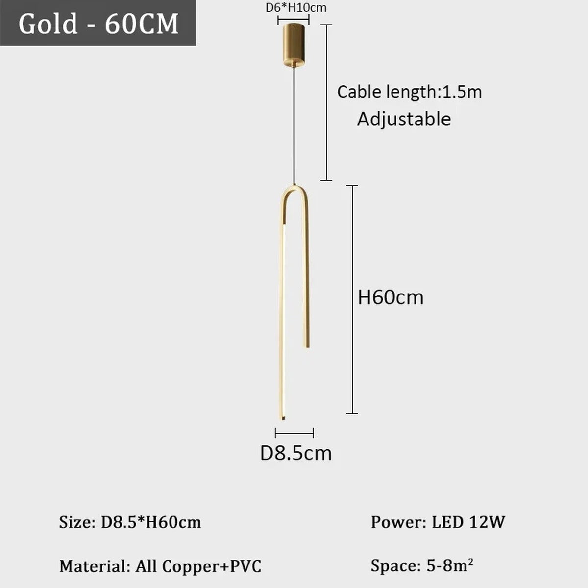 Modern Chandelier Praindra — Gold-D8.5xH60cm