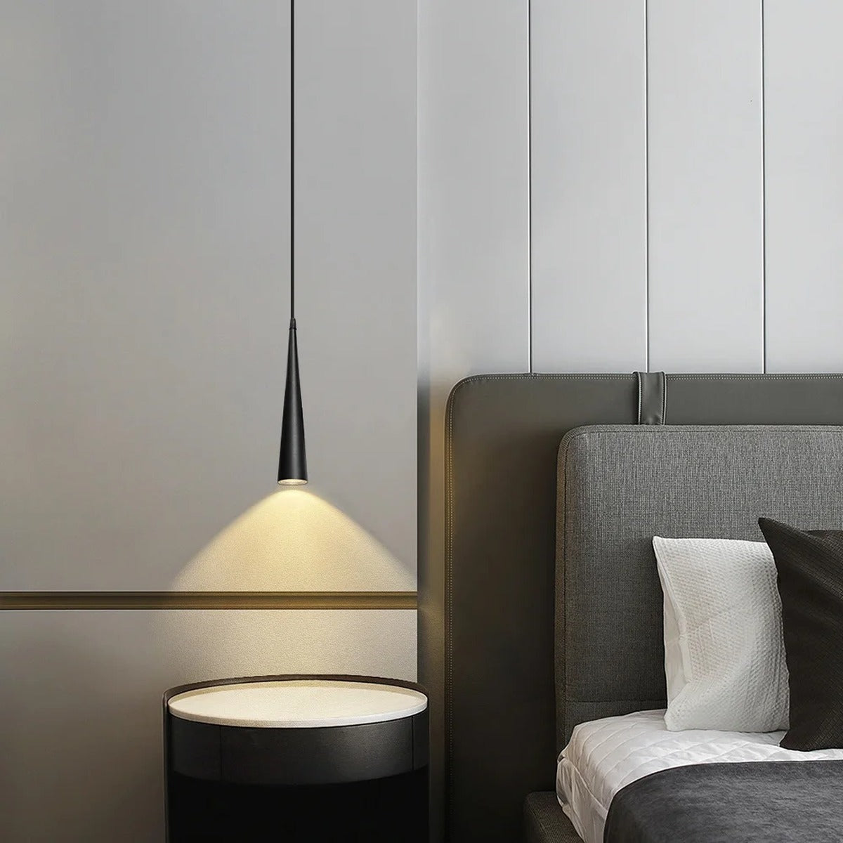 Minimalist Black Metal Pendant Light Restrix – Lifestyle View 2